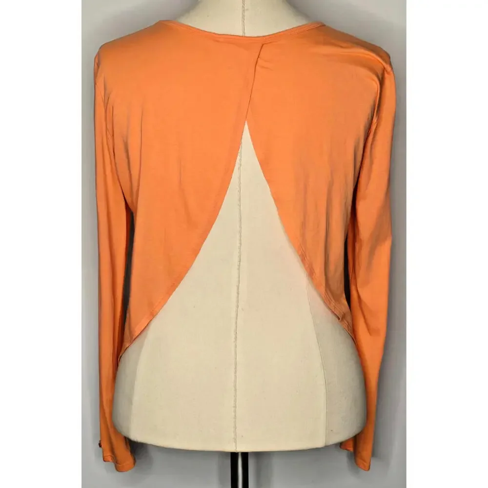 Fabletics Millie Long Sleeve Shirt Open Back Essential Tee‎ Coral Women's SZ SM - Picture 2 of 4